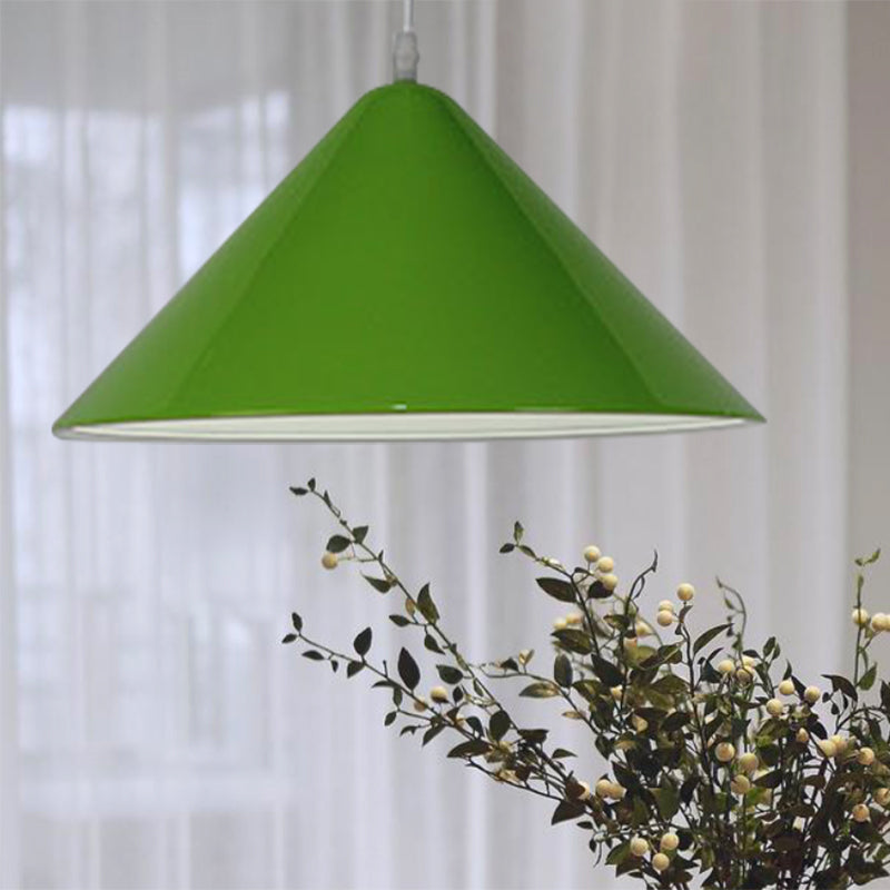 Nordic Cone Hanging Lamp Metal 1 Light Black/White/Red Pendant Light Fixture for Dining Room, 12.5"/16.5" Wide