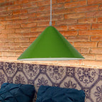Nordic Cone Hanging Lamp Metal 1 Light Black/White/Red Pendant Light Fixture for Dining Room, 12.5"/16.5" Wide