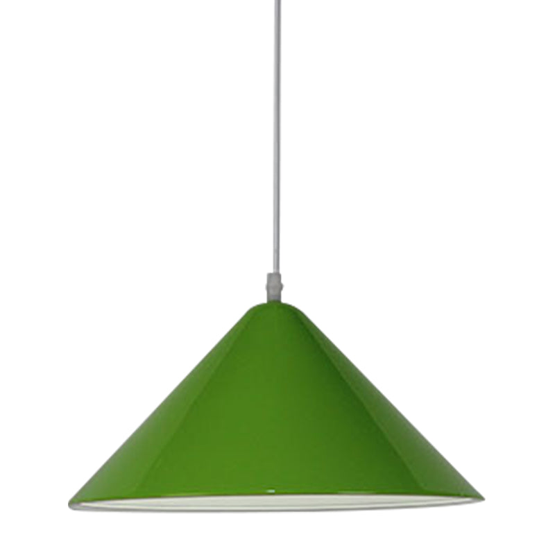Nordic Cone Hanging Lamp Metal 1 Light Black/White/Red Pendant Light Fixture for Dining Room, 12.5"/16.5" Wide