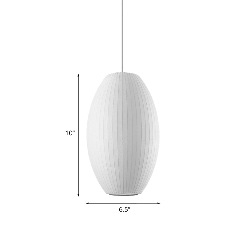 Cigar Suspension Pendant Contemporary Fabric 1 Light White Hanging Ceiling Light, 6.5"/12"/14" Wide