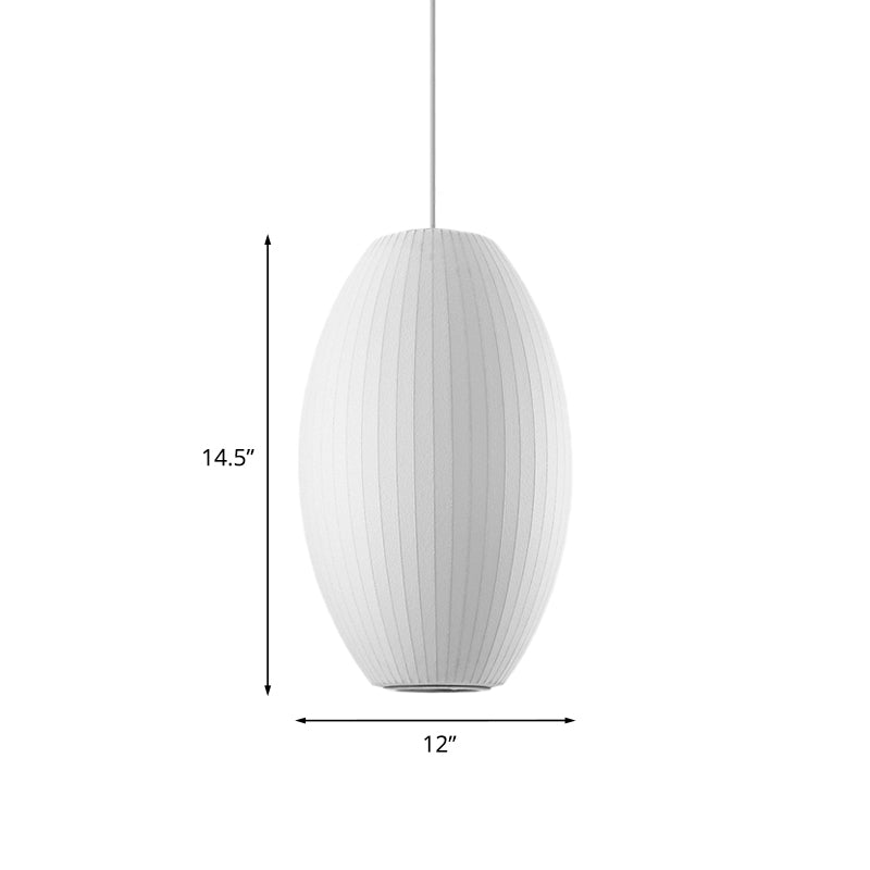 Cigar Suspension Pendant Contemporary Fabric 1 Light White Hanging Ceiling Light, 6.5"/12"/14" Wide