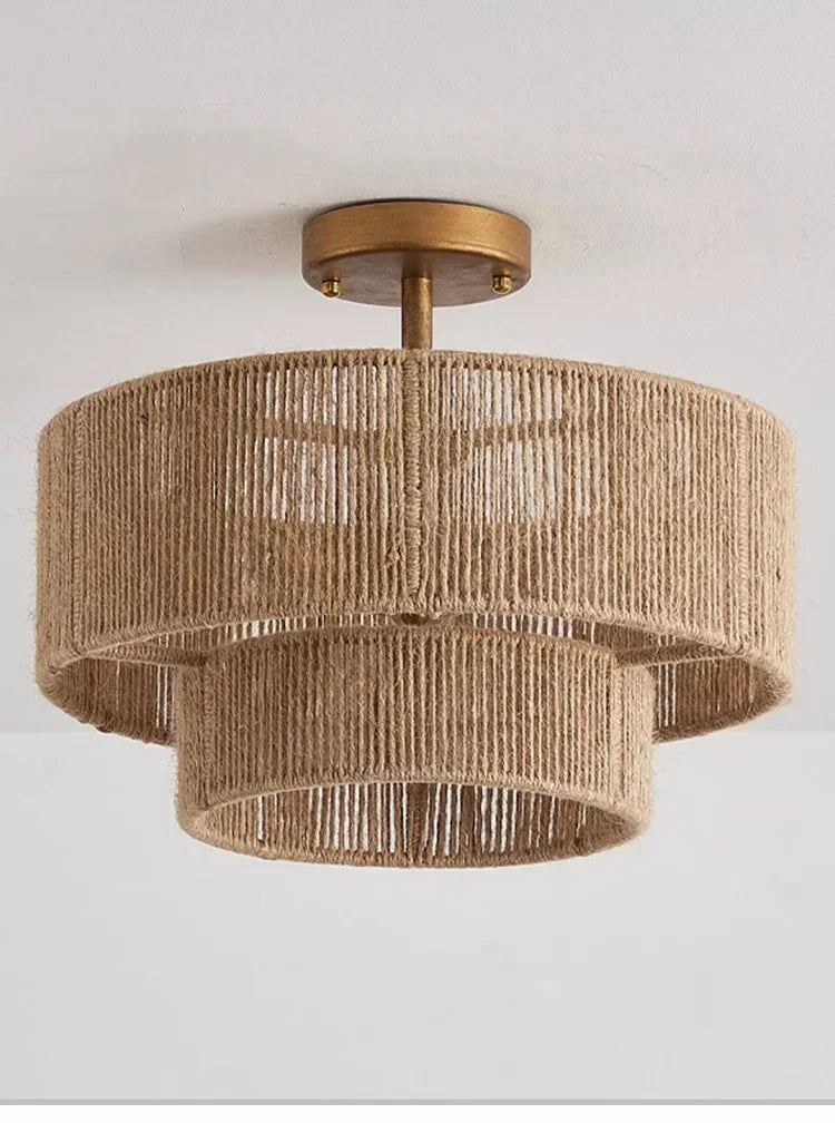 Boho Ceiling Lamp with Natural Rope