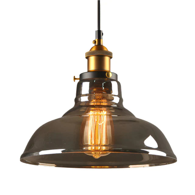 Retro Industrial Pendant Lamp with Glass – Smoky Glass Shade