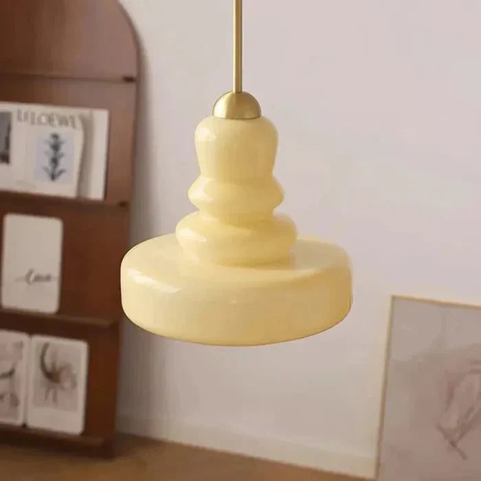 Designer Hanging Lamp with Milk Glass Bauhaus