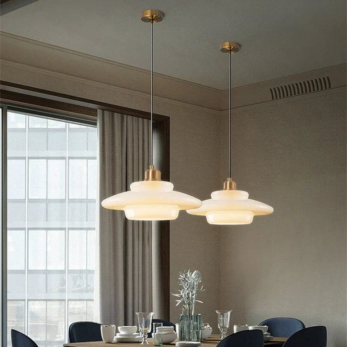 Hanging Ceiling Lamp with Milk White Glass