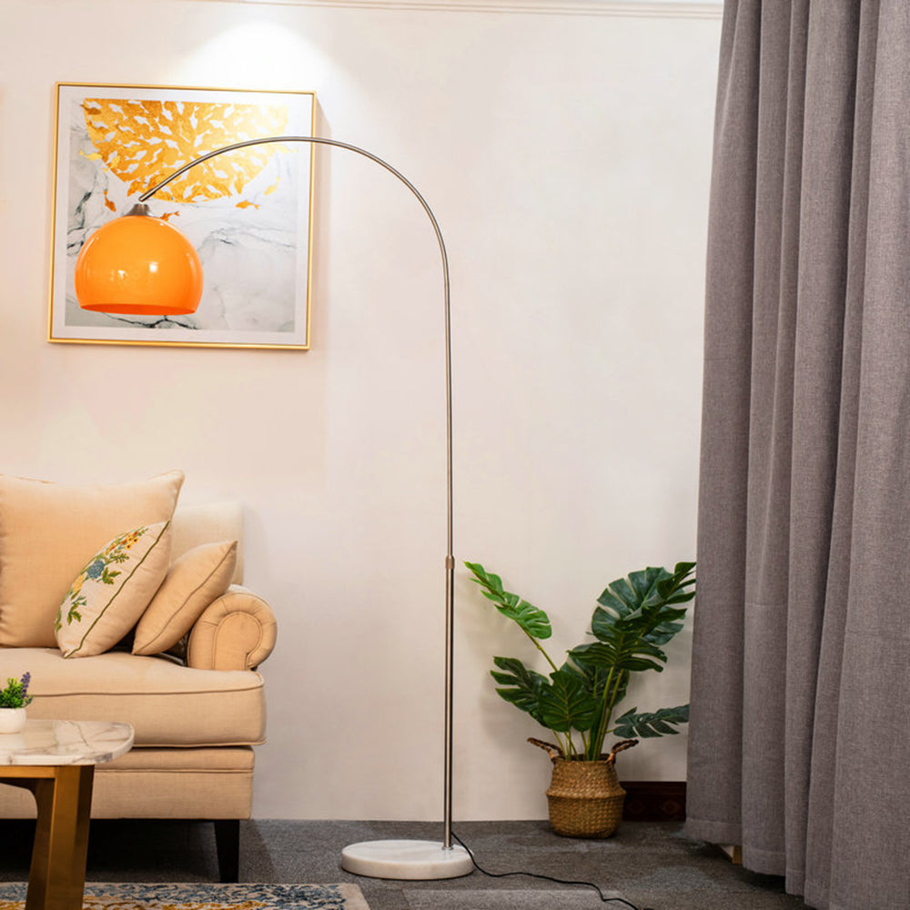 Mira Modern Dome Floor Lamp Metal/Marble/Acrylic White/Orange Living Room