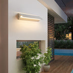 Modern Rectangular Wall Sconce, Metal, White, Garden