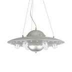 Nordic Flying Saucer Chandelier Light Metallic Child Bedroom LED Pendant Lamp Fixture in Grey/Pink/Blue