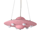 Nordic Flying Saucer Chandelier Light Metallic Child Bedroom LED Pendant Lamp Fixture in Grey/Pink/Blue