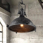 1 Light Dome Hanging Light Vintage Style Antique Black Metal Pendant Lighting Fixture with Wire Mesh
