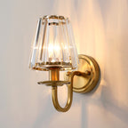 Modern Cone Wall Light Fixture 1 Head K9 Crystal Wall Sconce in Gold with Arched Arm