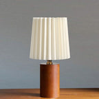Vintage Korean Pleated Fabric Cylinder LED Table Lamp | 1-Light