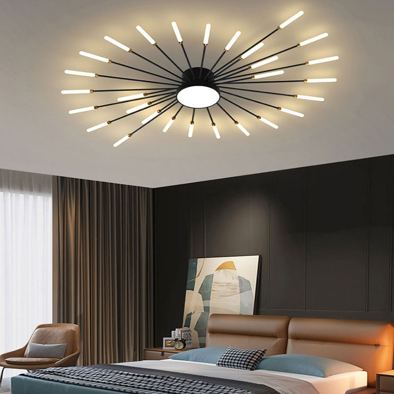 Wesley Modern Linear Firework Ceiling Light Black/Gold