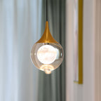 Orb/Teardrop/Arc Shape Pendulum Light Minimalist Clear Crystal Glass LED Gold Hanging Ceiling Lamp