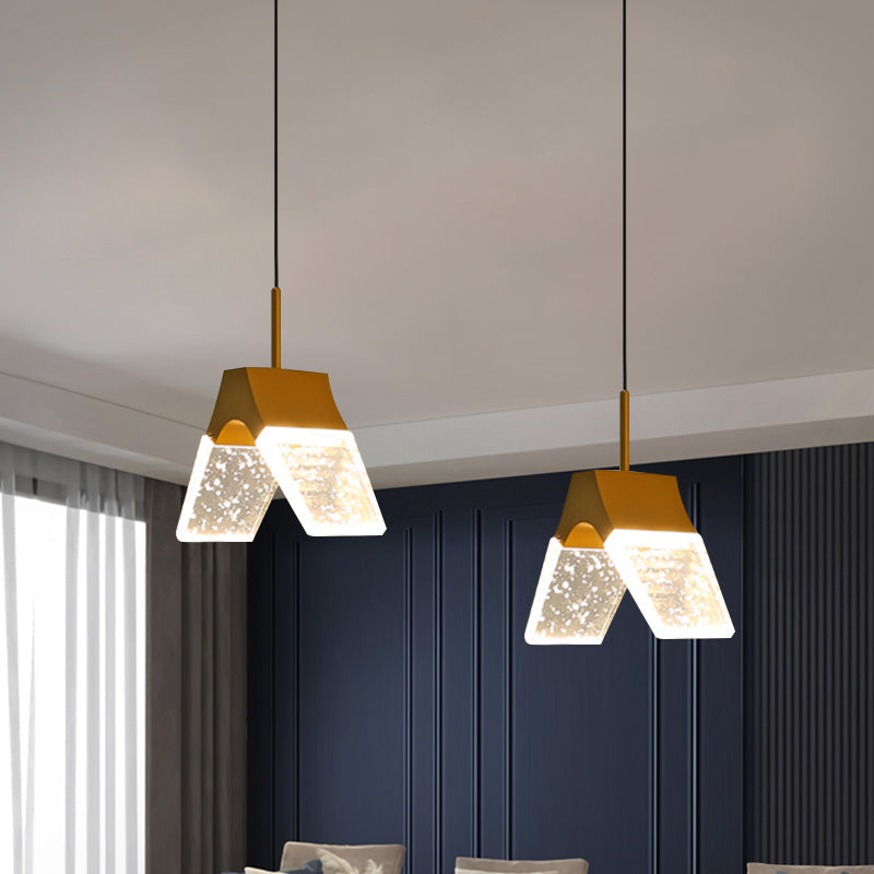 Orb/Teardrop/Arc Shape Pendulum Light Minimalist Clear Crystal Glass LED Gold Hanging Ceiling Lamp