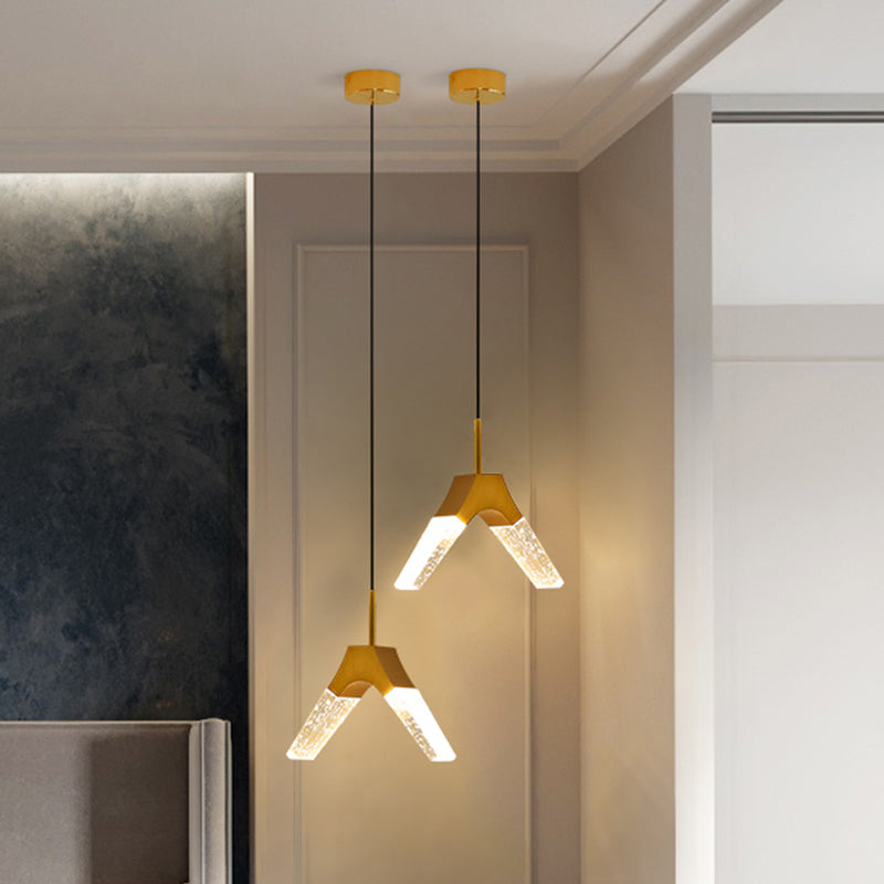 Orb/Teardrop/Arc Shape Pendulum Light Minimalist Clear Crystal Glass LED Gold Hanging Ceiling Lamp