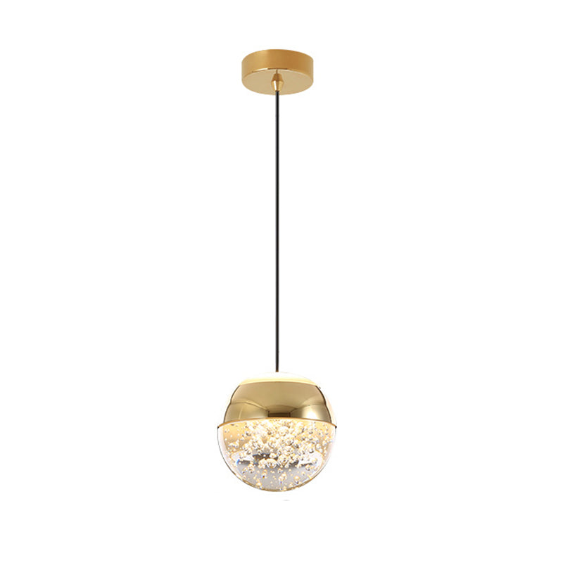 Orb/Teardrop/Arc Shape Pendulum Light Minimalist Clear Crystal Glass LED Gold Hanging Ceiling Lamp