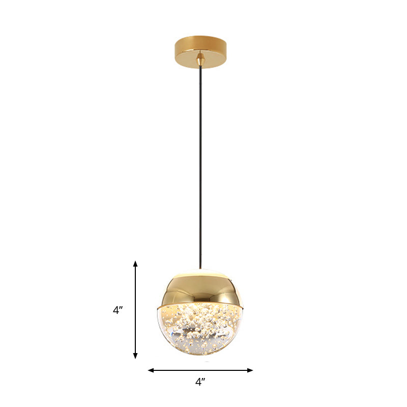 Orb/Teardrop/Arc Shape Pendulum Light Minimalist Clear Crystal Glass LED Gold Hanging Ceiling Lamp