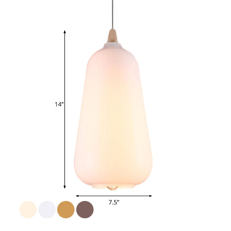 Global/Gourd/Ellipse Pendant Light Contemporary Smoky/Amber/White Glass 1 Light Dining Room Hanging Ceiling Lamp