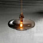 Global/Gourd/Ellipse Pendant Light Contemporary Smoky/Amber/White Glass 1 Light Dining Room Hanging Ceiling Lamp