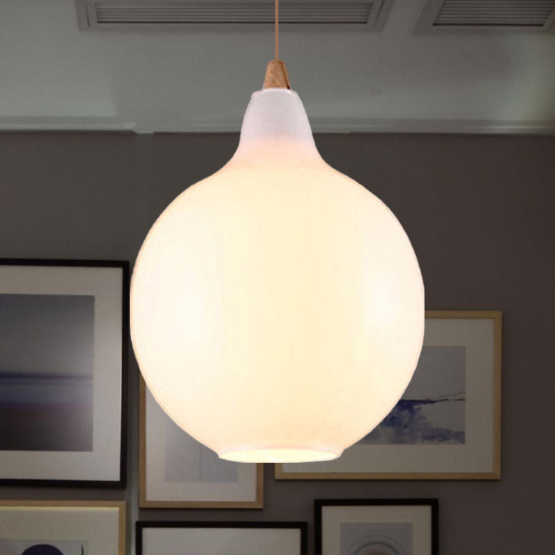 Global/Gourd/Ellipse Pendant Light Contemporary Smoky/Amber/White Glass 1 Light Dining Room Hanging Ceiling Lamp