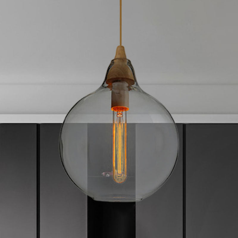 Global/Gourd/Ellipse Pendant Light Contemporary Smoky/Amber/White Glass 1 Light Dining Room Hanging Ceiling Lamp