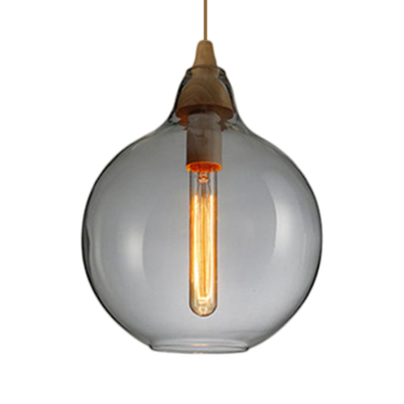 Global/Gourd/Ellipse Pendant Light Contemporary Smoky/Amber/White Glass 1 Light Dining Room Hanging Ceiling Lamp