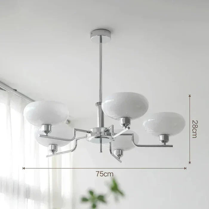 Modern Chandelier with Opal Glass Shades – Elegant Ceiling Lamp