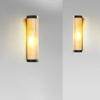 Yoru Modern Semi-Cylindrical Metal/Glass Outdoor Wall Lamp, Black