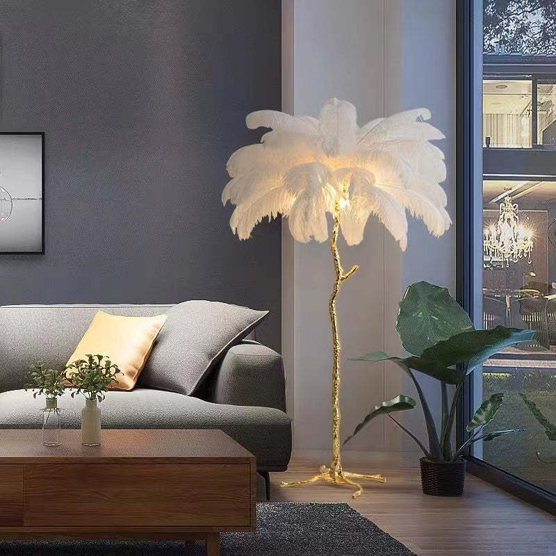 Luxury Feather/Colored Metal Floor Lamp