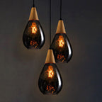 Arisha Vintage LED Suspension Amber Glass Wood Bedroom