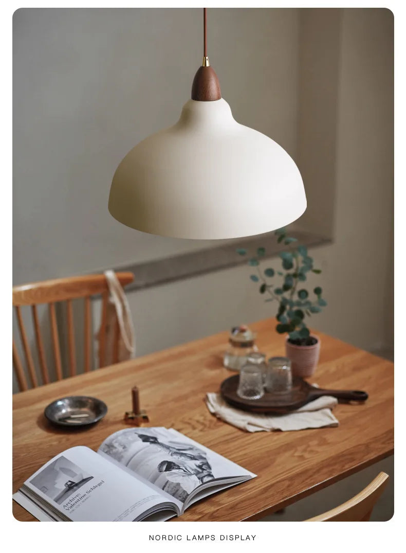 Modern Hanging Lamp with Wooden Accent – Minimalist Design