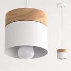 Hanging Lamp in Scandinavian Style – Metal Shade with Wood, Minimalist Lighting