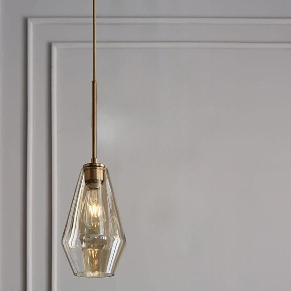 June Pendant Light Glass, Clear/Amber Diamond shape