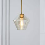 June Pendant Light Glass, Clear/Amber Diamond shape