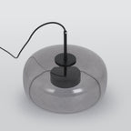 June Modern Cylinder Pendant Light. Clear/Smoky Gray/Amber