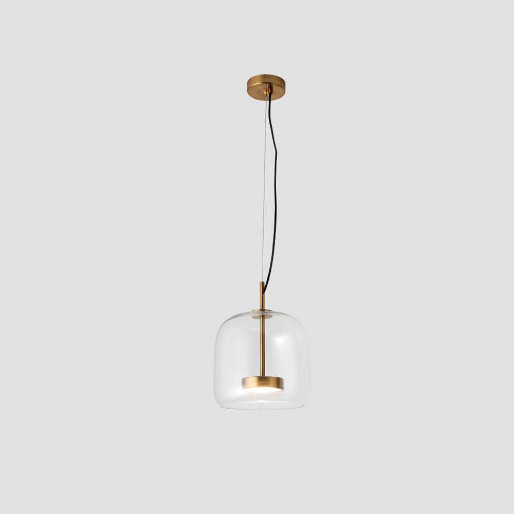June Modern Cylinder Pendant Light. Clear/Smoky Gray/Amber
