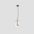 June Modern Cylinder Pendant Light. Clear/Smoky Gray/Amber
