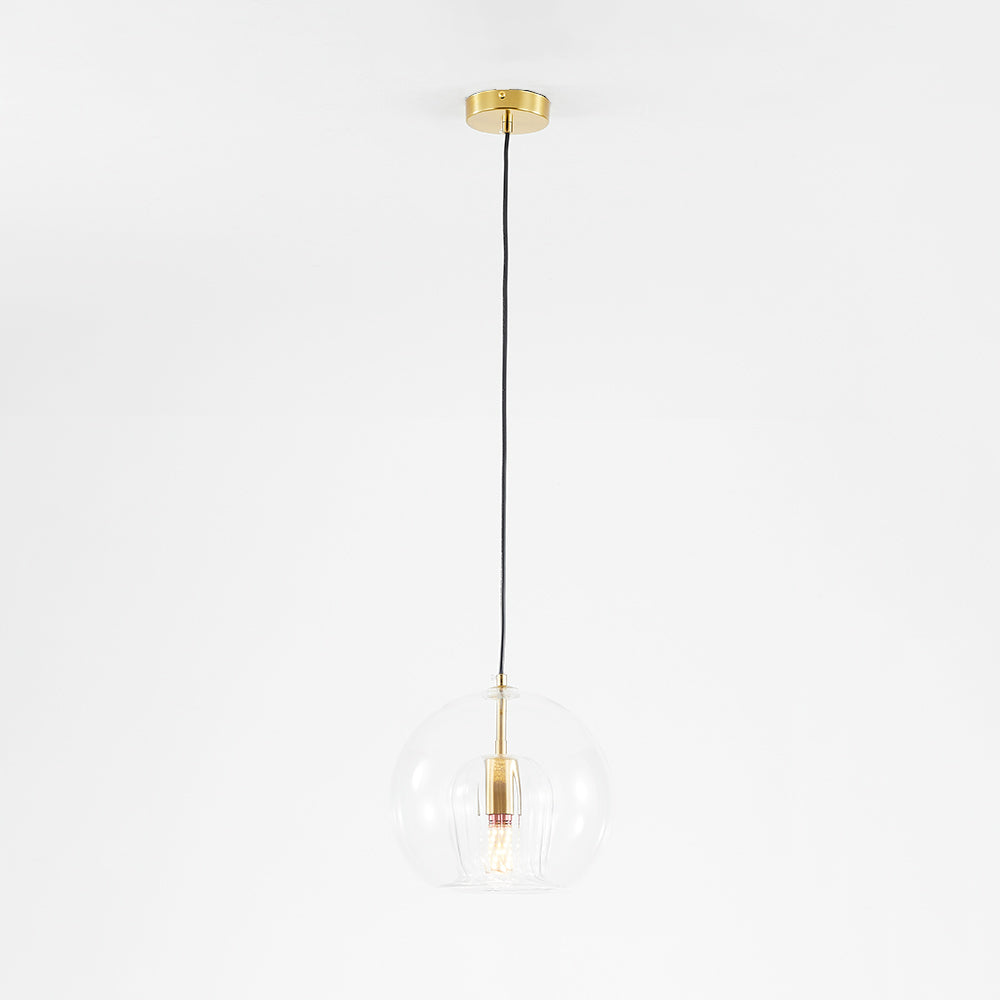 June Glass Globe Pendant Light Clear & Amber