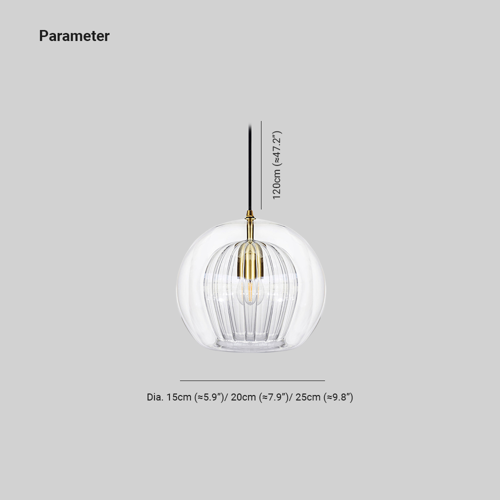 June Glass Globe Pendant Light Clear & Amber