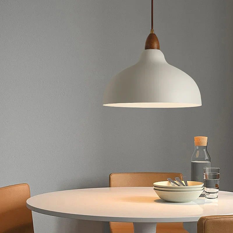 Modern Hanging Lamp with Wooden Accent – Minimalist Design