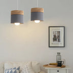 Hanging Lamp in Scandinavian Style – Metal Shade with Wood, Minimalist Lighting