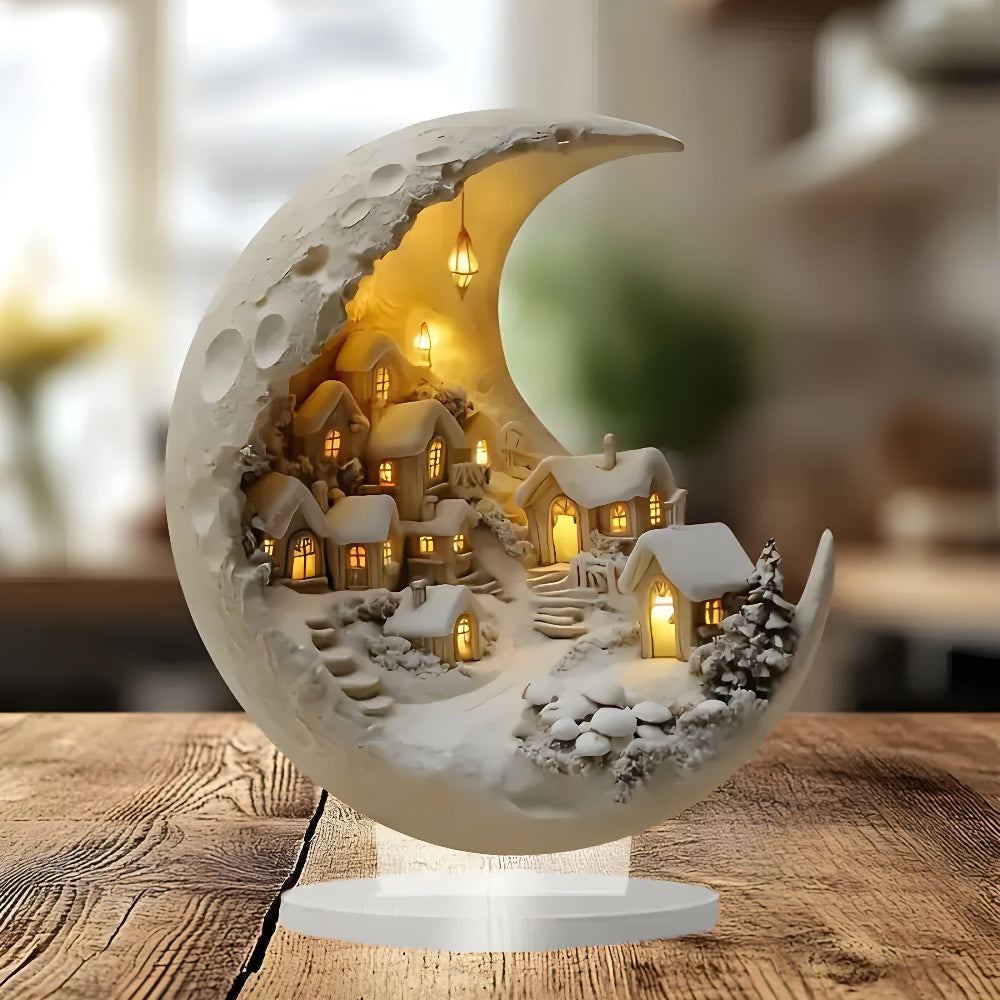 Livelle – Acrylic Moon Lamp with Village Decoration