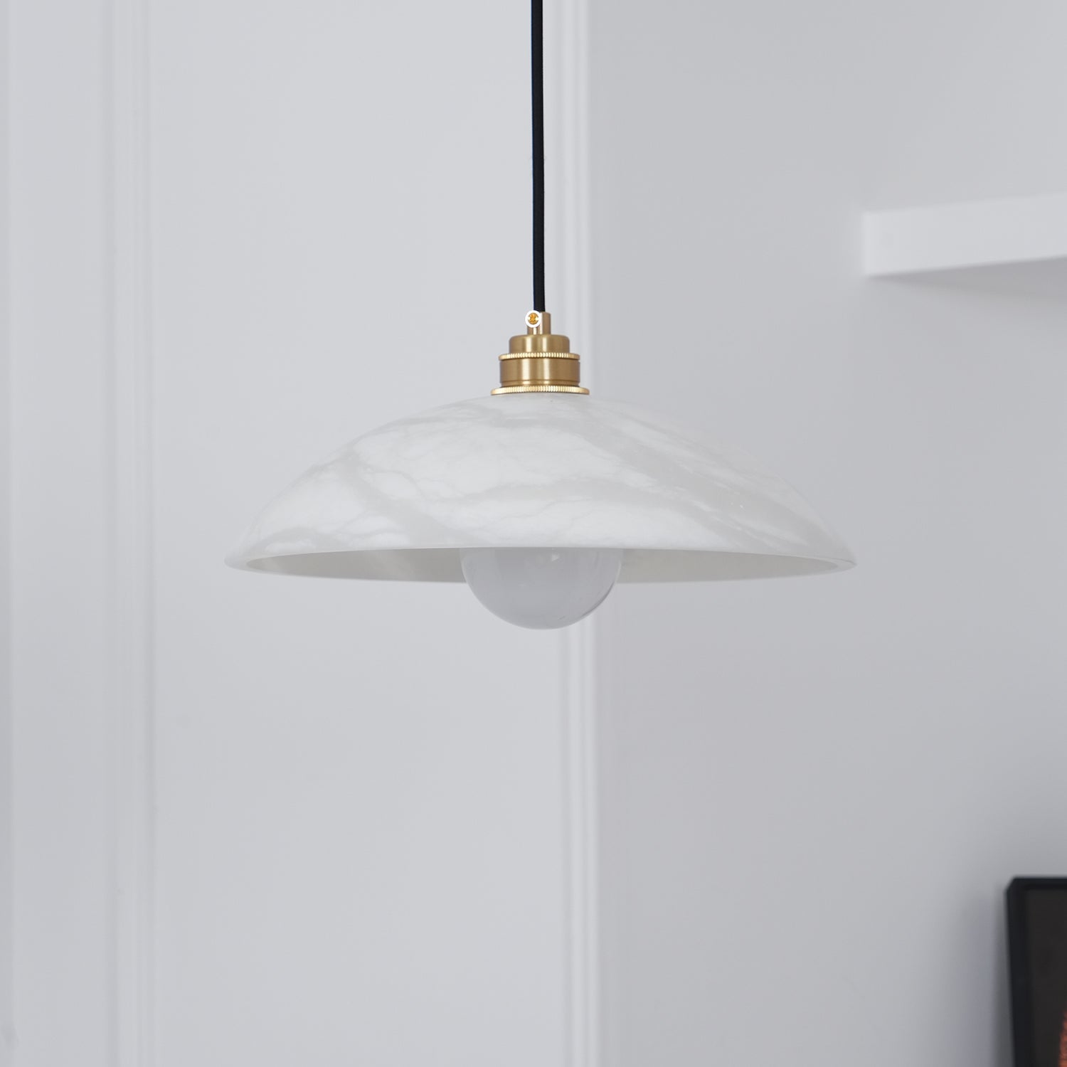 Delin Dome Pendant Light Alabaster & Brass