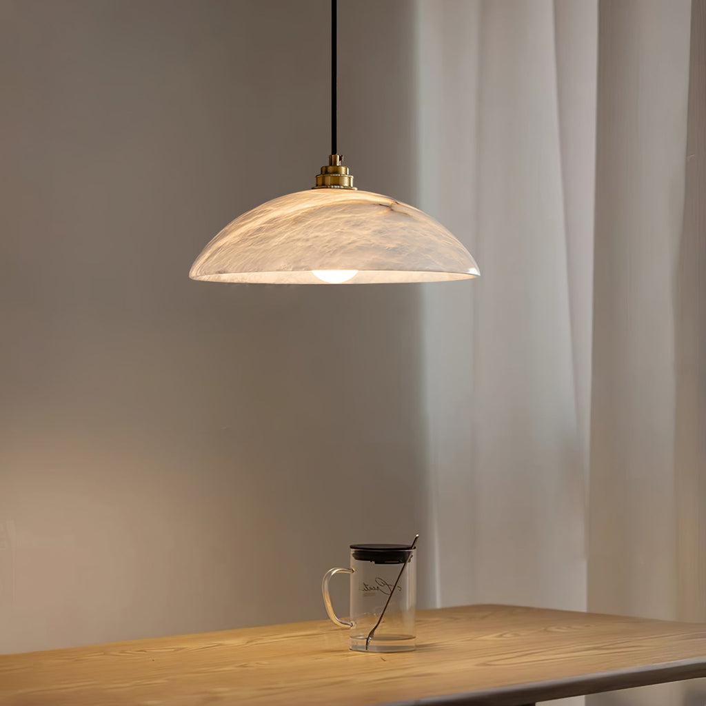 Delin Dome Pendant Light Alabaster & Brass