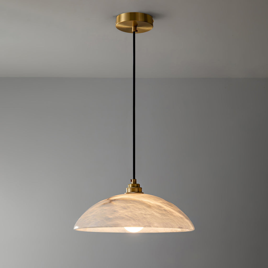 Delin Dome Pendant Light Alabaster & Brass