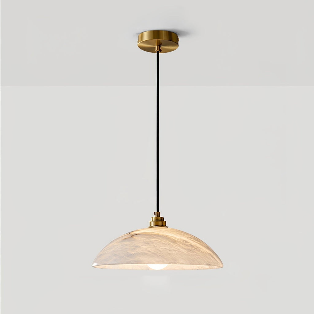 Delin Dome Pendant Light Alabaster & Brass