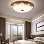 Silva Vintage LED Ceiling Light Round Flower Brass Hallway/Bedroom Resin/Glass