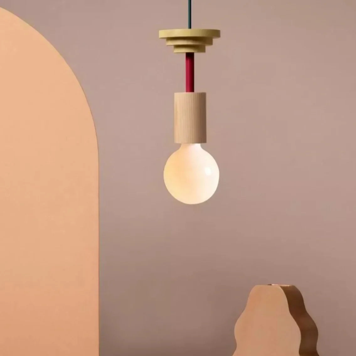 Alvar Multicolor Geometric Wood Pendant Light