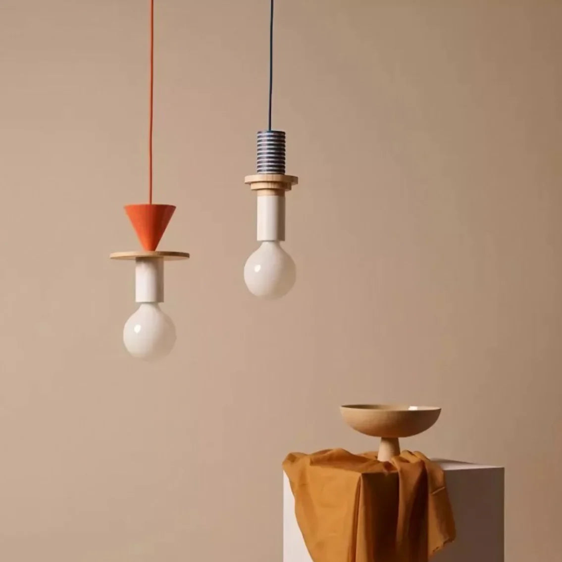 Alvar Multicolor Geometric Wood Pendant Light